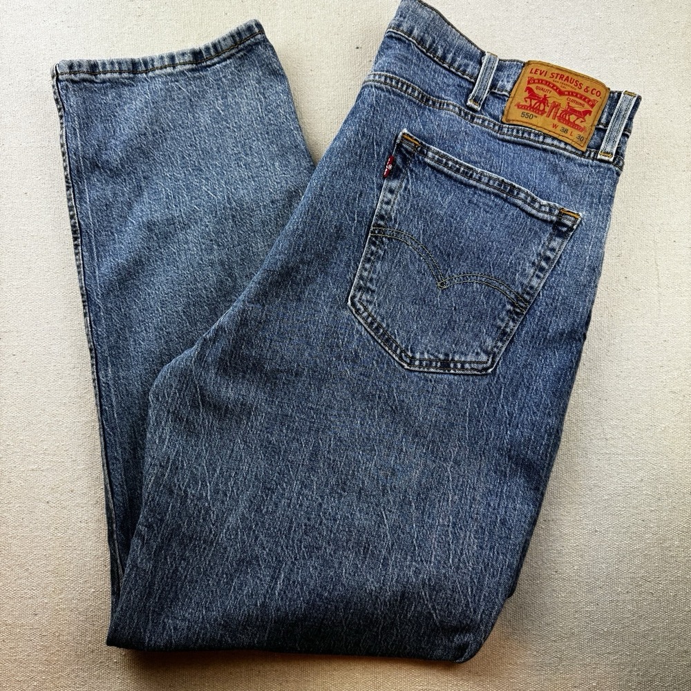 Levis 550 Relaxed Fit Jeans Mens 38x30 Blue Denim Red Tab